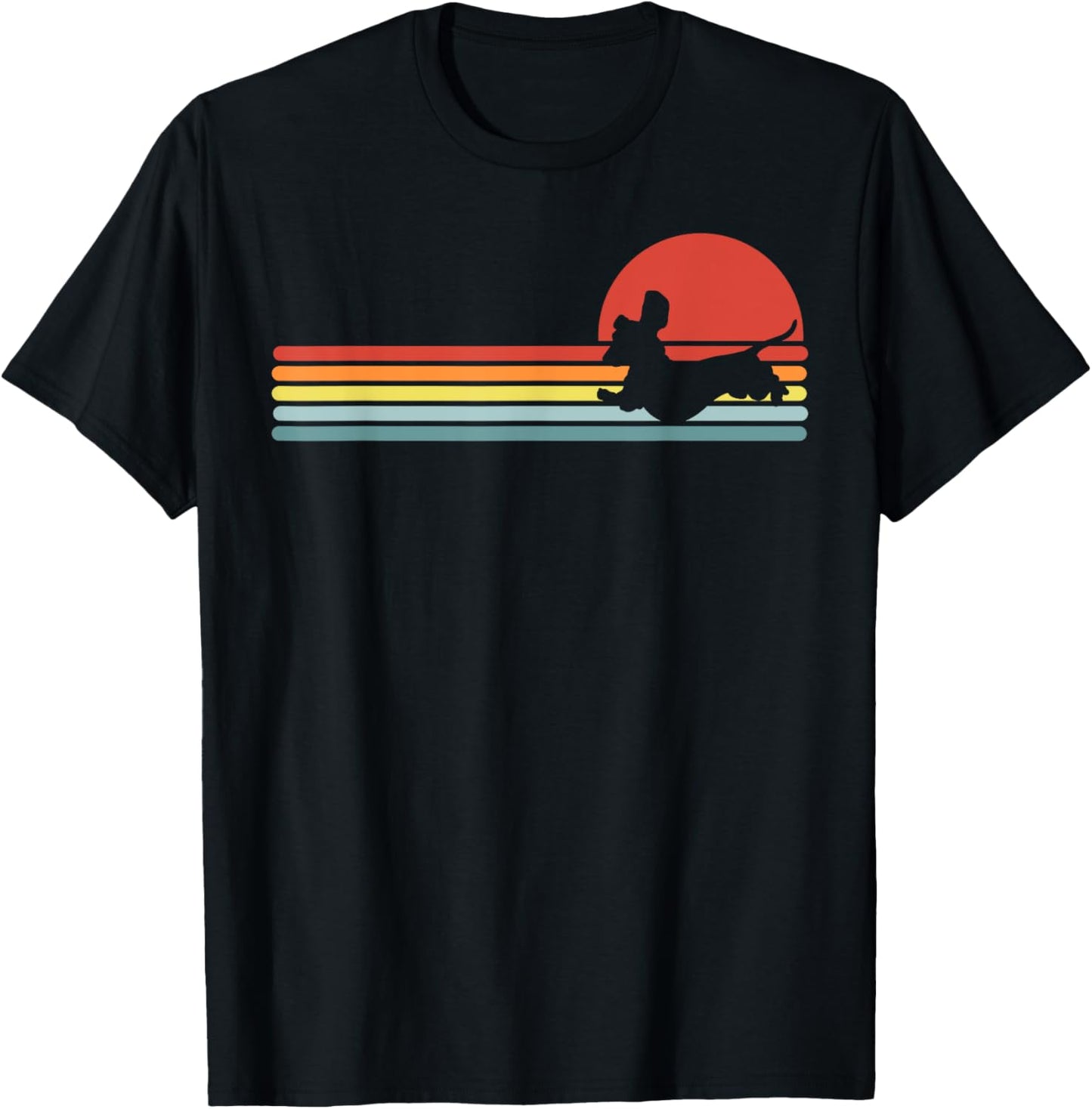 Dachshund dachshund dog silhouette retro Gift T-Shirt - T-Shirt | Black