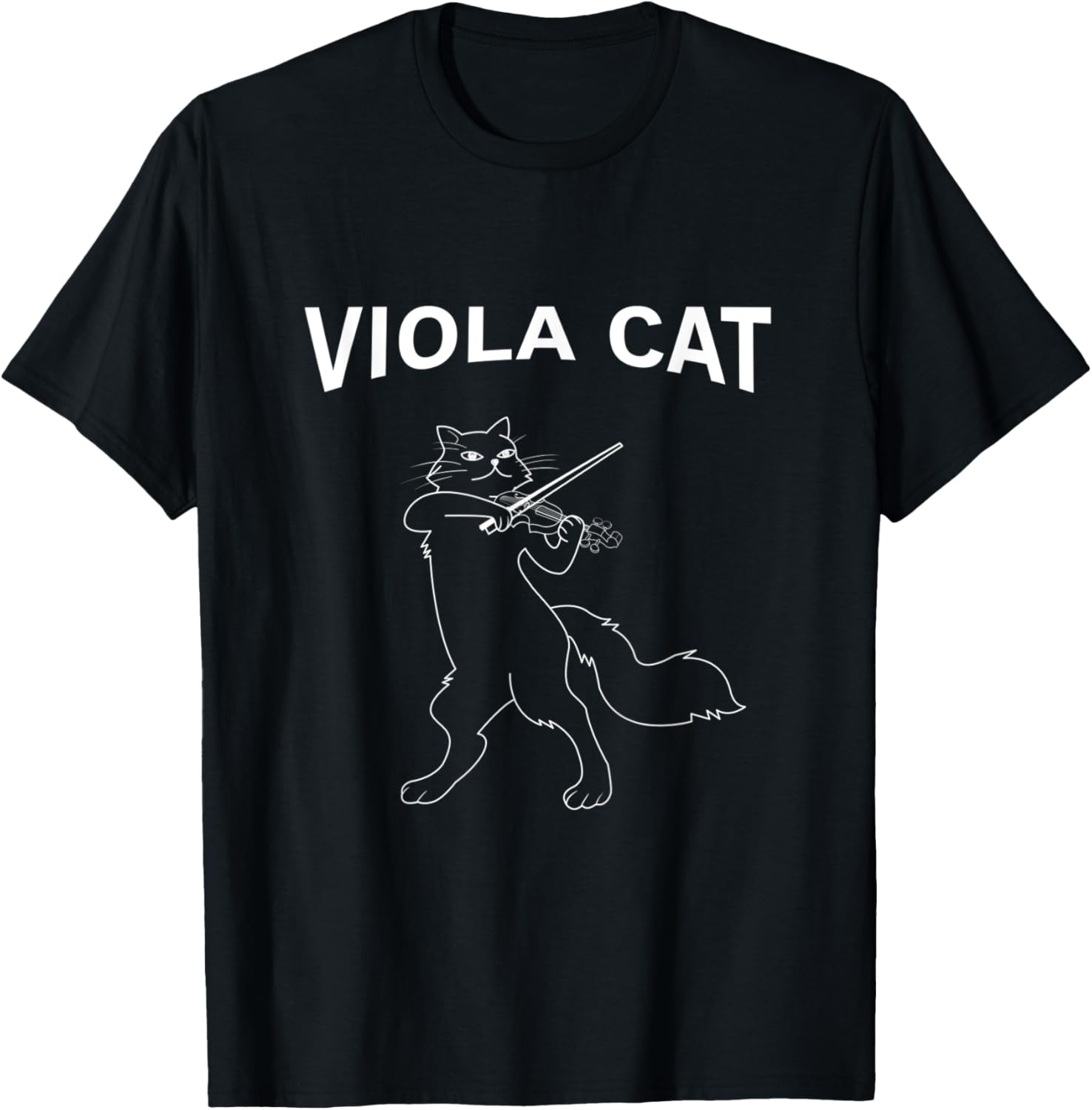 Line Art Cat With Violin T-Shirt - T-Shirt | Black