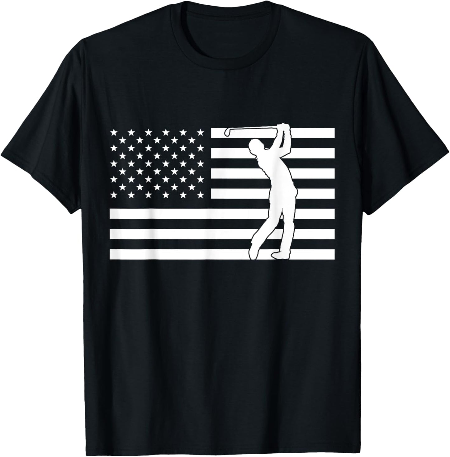 USA Flag Golf Clothing - American Flag Golf T-Shirt - T-Shirt | Black