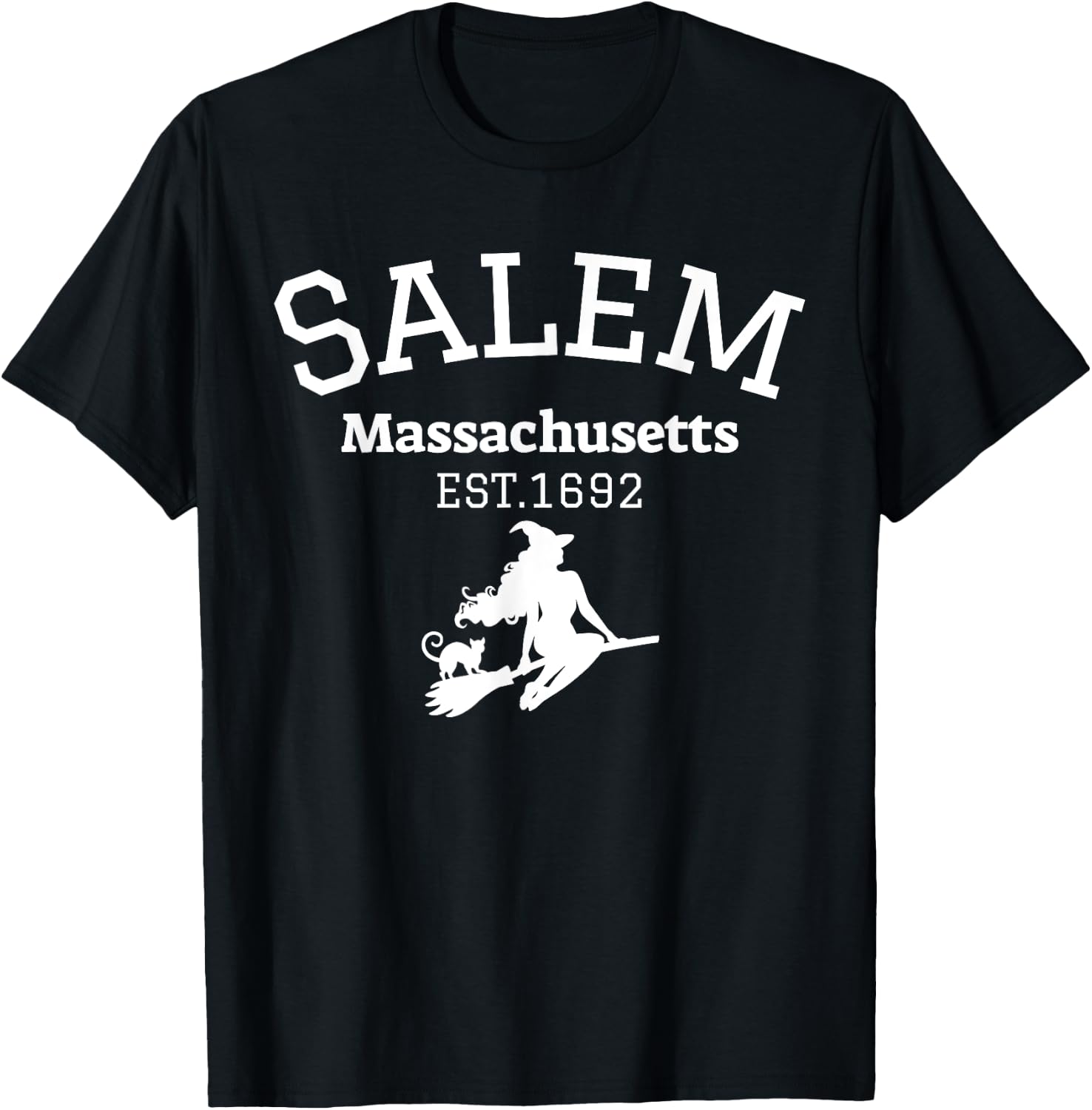 Funny Salem Witch Est 1692 Salem Massachusetts Halloween T-Shirt - T-Shirt | Black