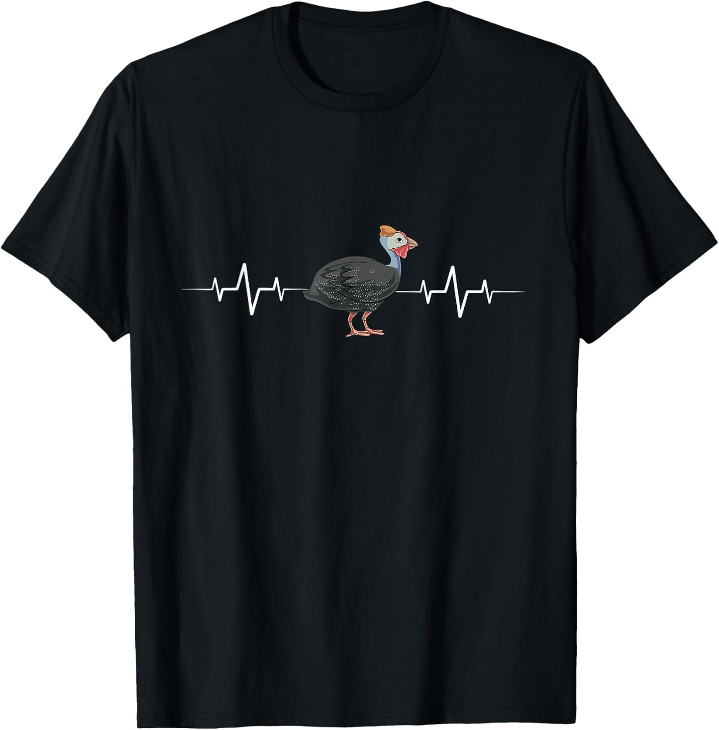 Guinea Fowl Heartbeat T-Shirt - T-Shirt | Black
