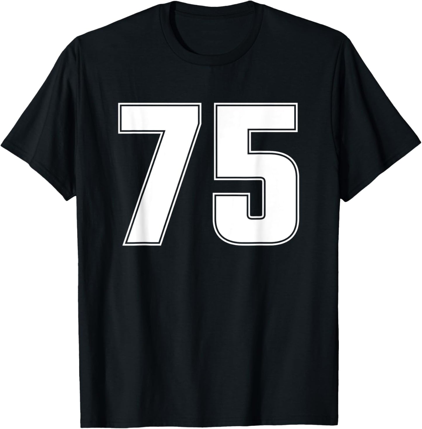 Number 75 Seventy Five Years Old Age Sports Team Jersey 75th T-Shirt - T-Shirt | Black