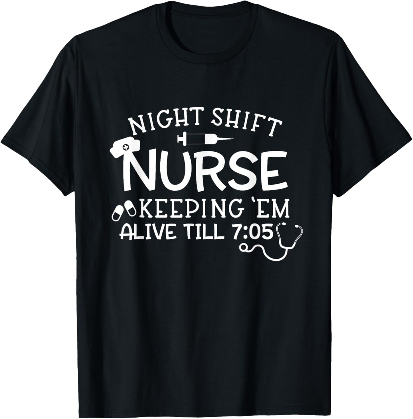 Funny Nightshift Nurse Straight Outta Night Shift Sleeping T-Shirt - T-Shirt | Black