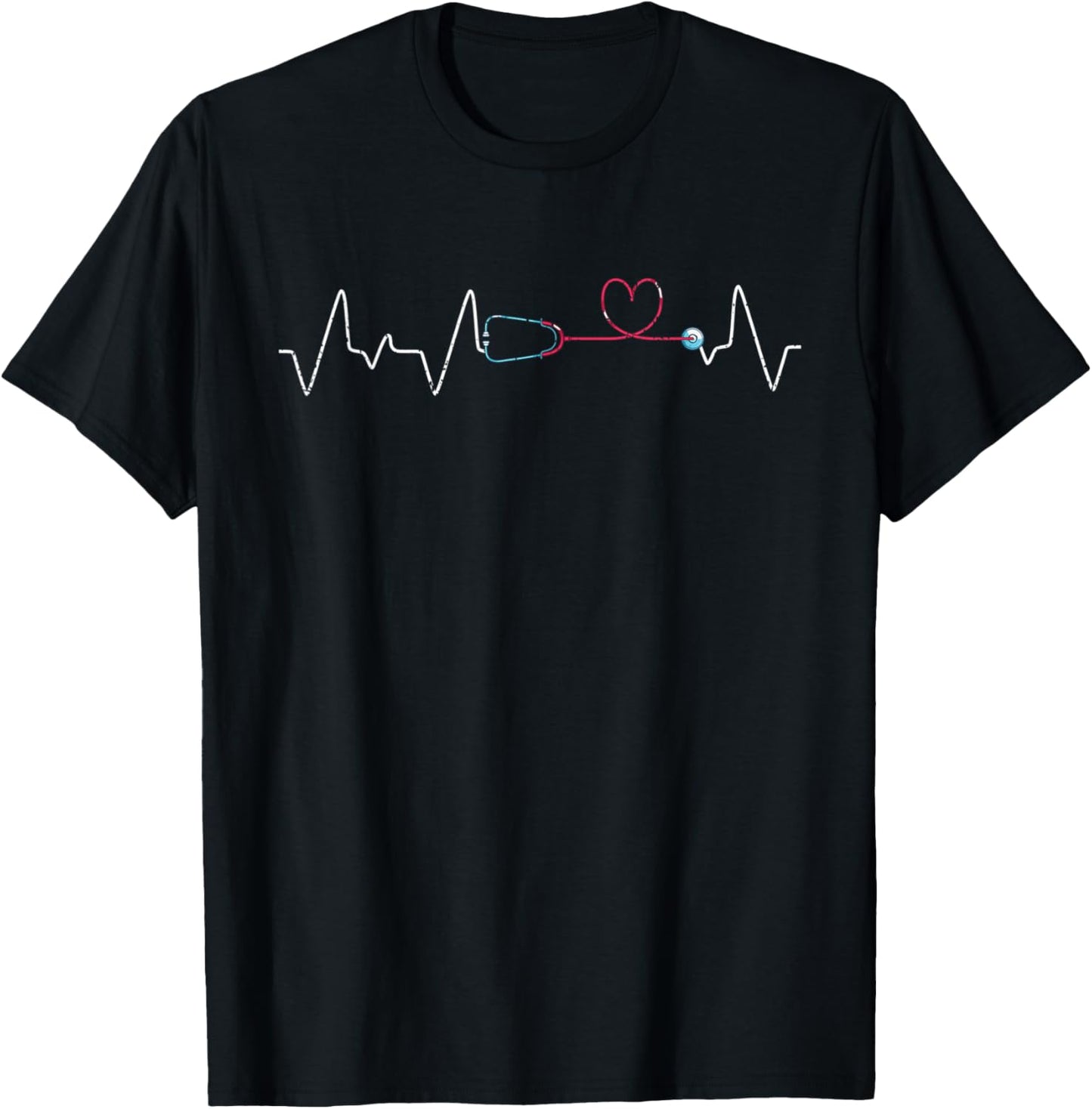 Nursing Hospital Nursery Heartbeat Stethoscope LPN Nurse T-Shirt - T-Shirt | Black