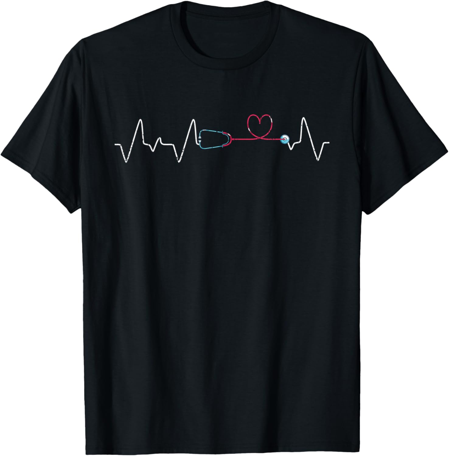 Nursing Hospital Nursery Heartbeat Stethoscope LPN Nurse T-Shirt - T-Shirt | Black