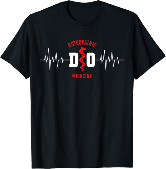 Doctor of Osteopathic Medicine Osteopathy DO Heartbeat T-Shirt - T-Shirt | Black