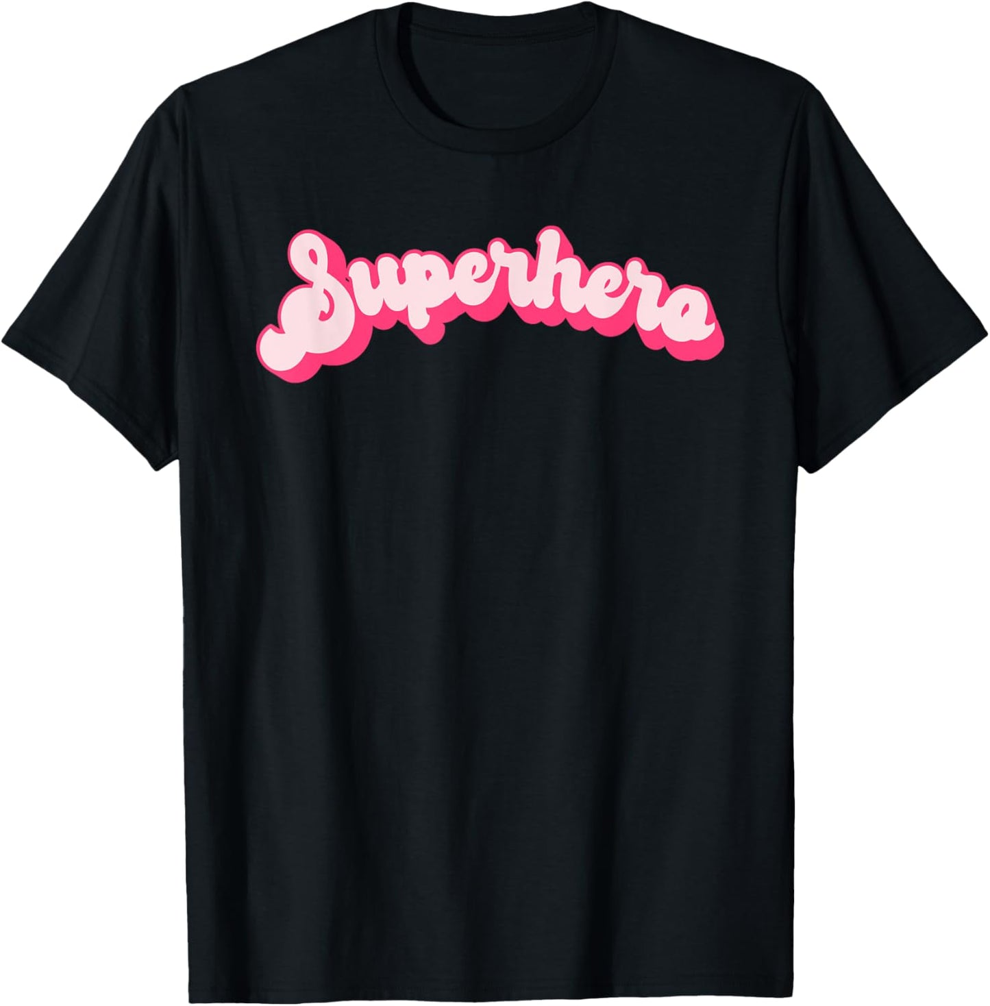 Superhero - Cute Pink Vintage Retro Halloween Super Hero T-Shirt - T-Shirt | Black