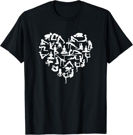 Yoga Love Spiritual Yogi Meditation Yoga Exercise Heart T-Shirt - T-Shirt | Black