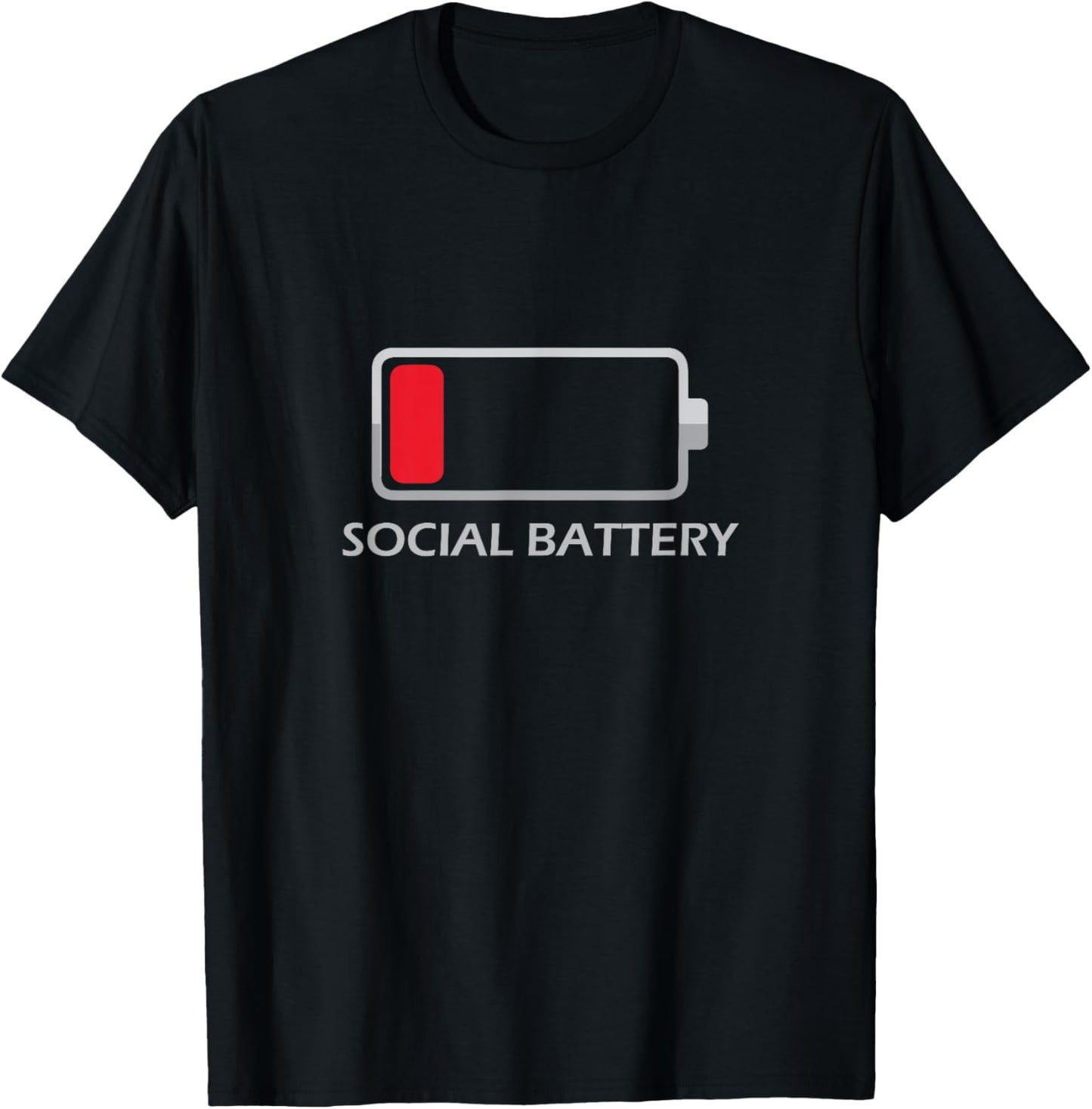 Social Battery Low funny for introvert people T-Shirt - T-Shirt | Black