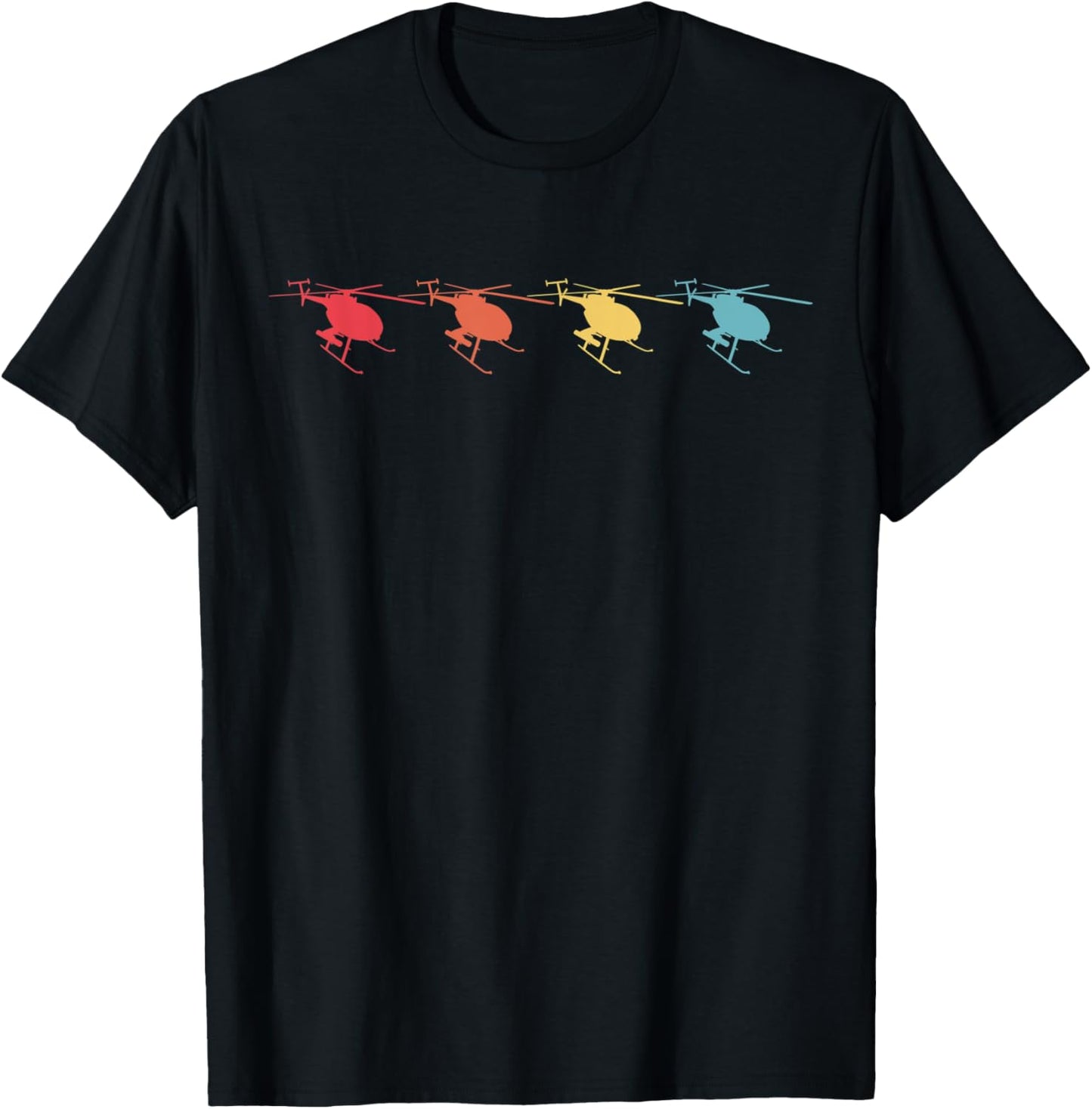 Retro MH-6 Little Bird Military Helicopter T-Shirt - T-Shirt | Black