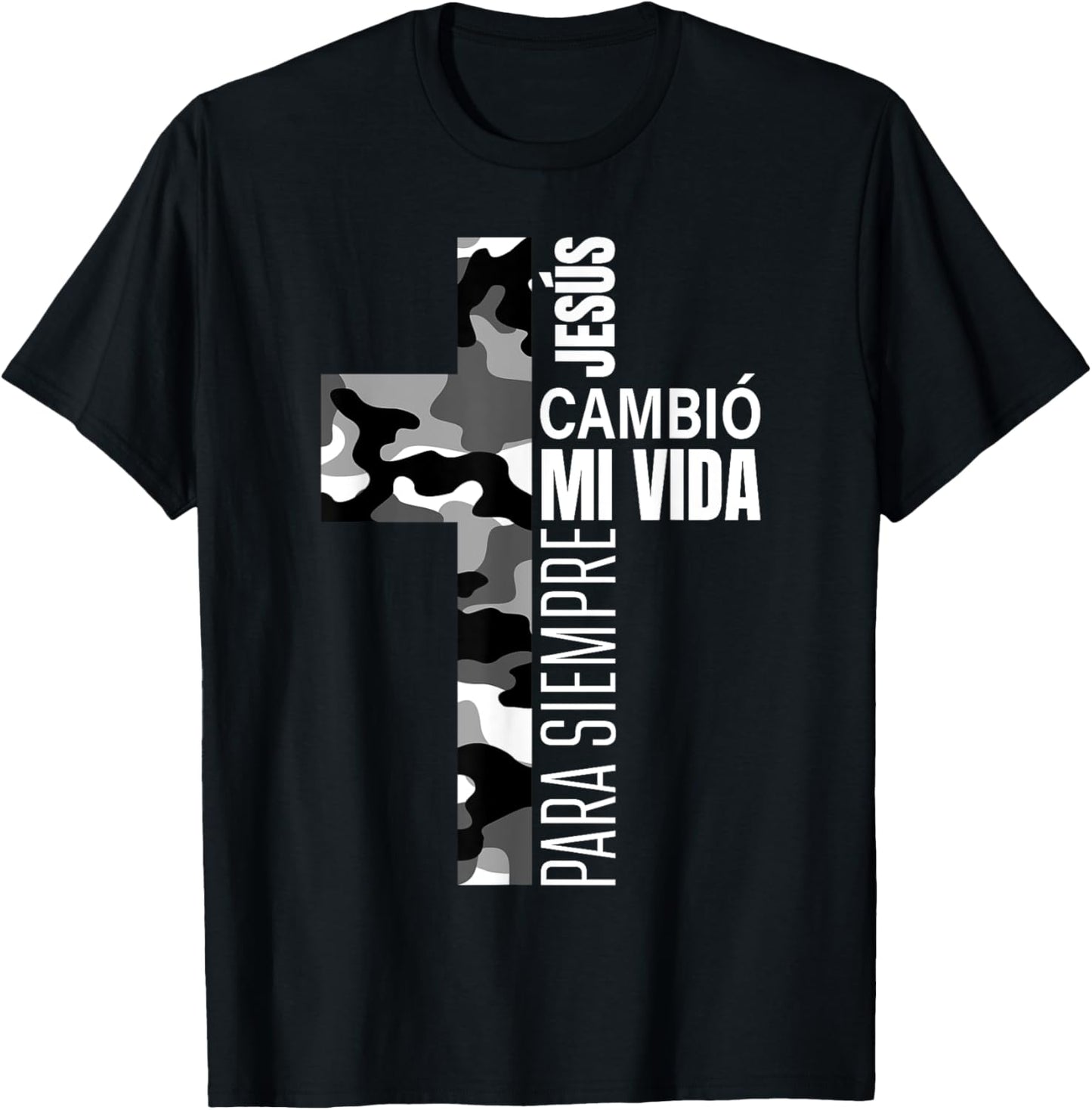 Jesús Cambió Mi Vida Christian Spanish Religious Gifts Camo T-Shirt - T-Shirt | Black