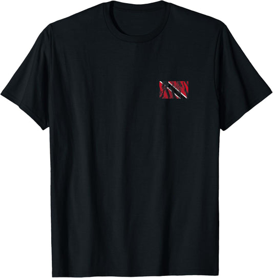 Distressed Trinidad And Tobago Flag Pocket Style Trinidadian T-Shirt - T-Shirt | Black