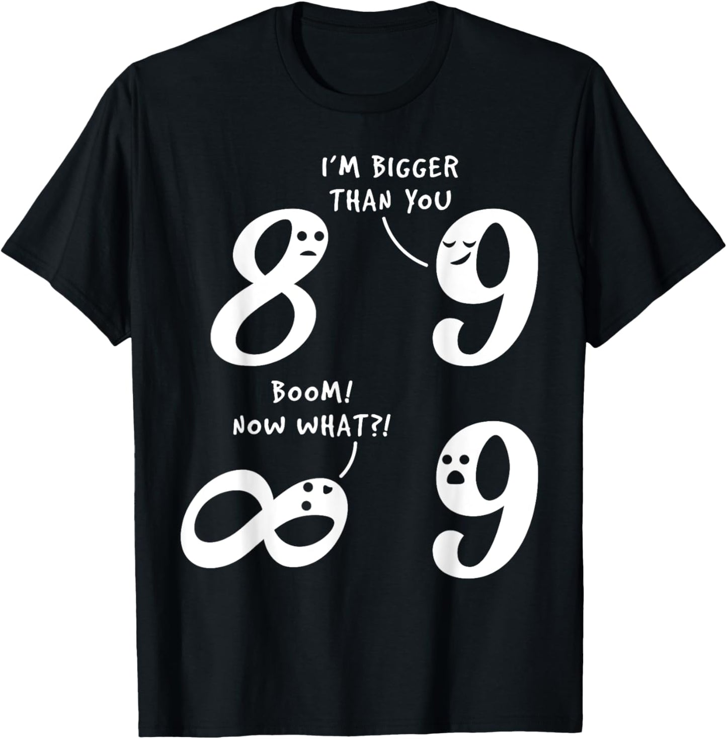 9 Is Bigger Than 8 But Not Infinity Funny Math Lover Joke T-Shirt - T-Shirt | Black