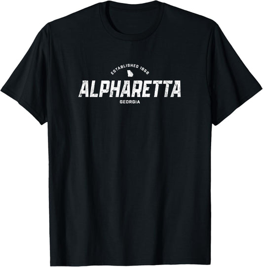 Alpharetta Georgia GA Vintage Athletic Sports Logo T-Shirt - T-Shirt | Black