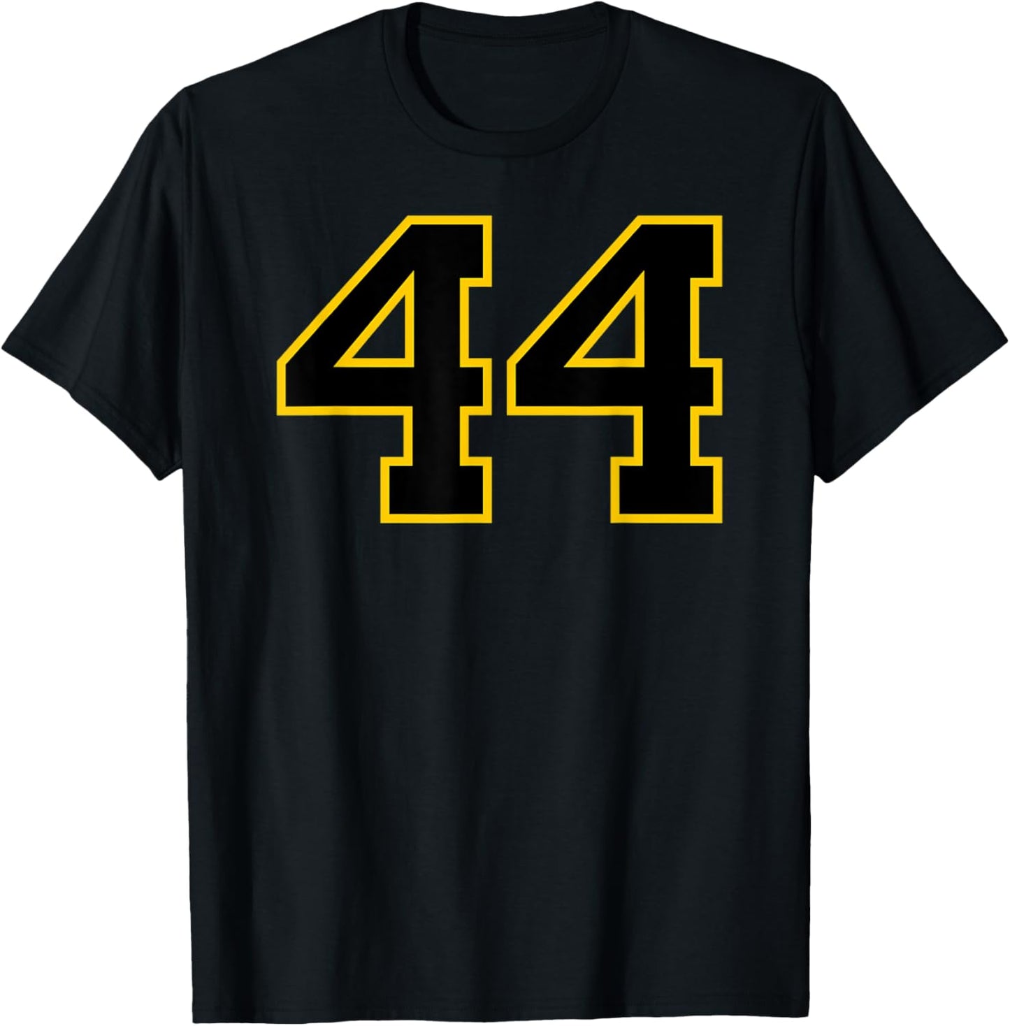 Number #44 Sports Jersey Uniform Yellow Black Lucky Number T-Shirt - T-Shirt | Black