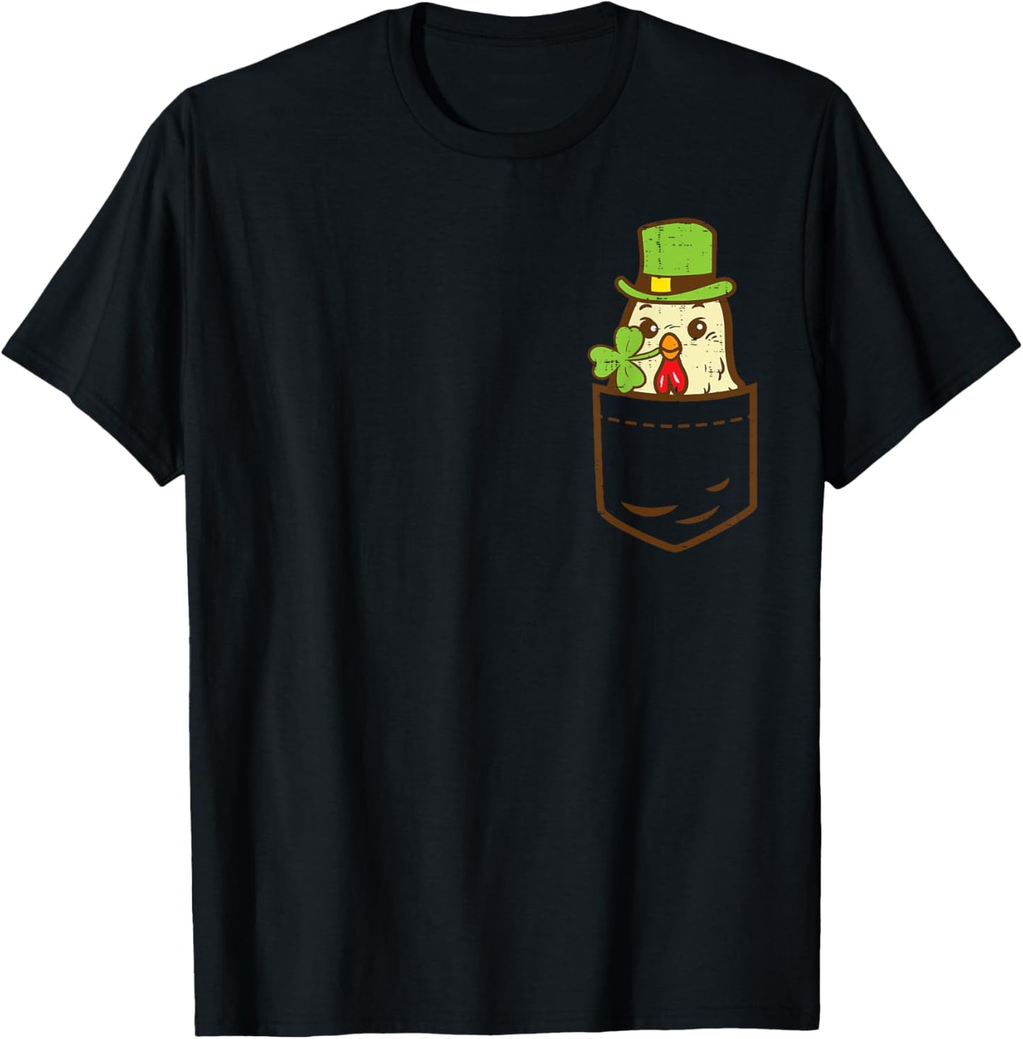 Irish Pocket Chicken Farmer Saint Paddys St Patricks Day T-Shirt - T-Shirt | Black