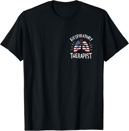 America Lung RT Respiratory Therapy Care Nurse and Doctor T-Shirt - T-Shirt | Black