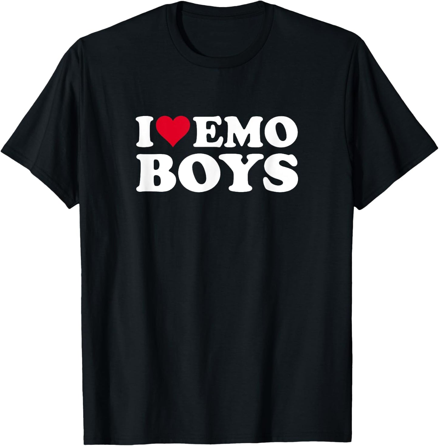 Red Heart Design I Love Emo Boys T-Shirt - T-Shirt | Black