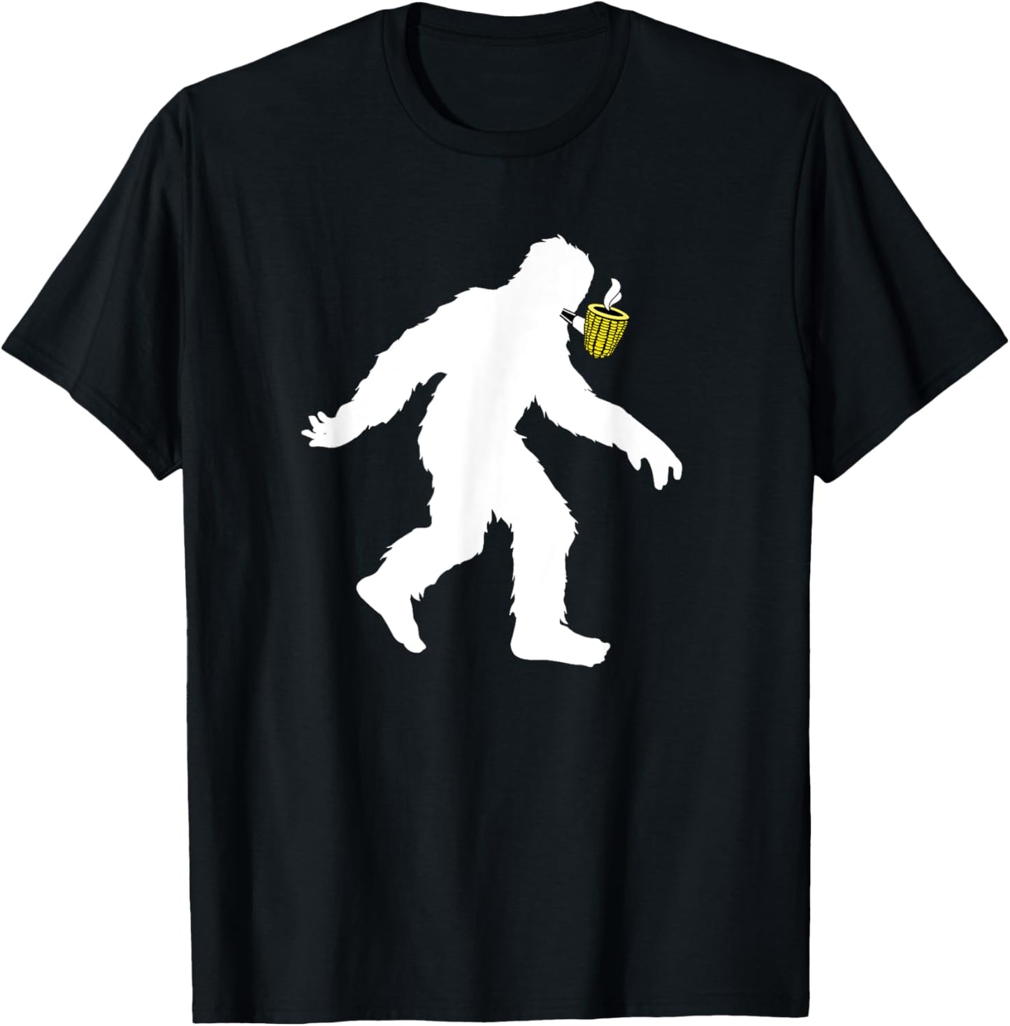 Corncob Tobacco Bigfoot Pipe Smoking Sasquatch Pipe Smoker T-Shirt - T-Shirt | Black