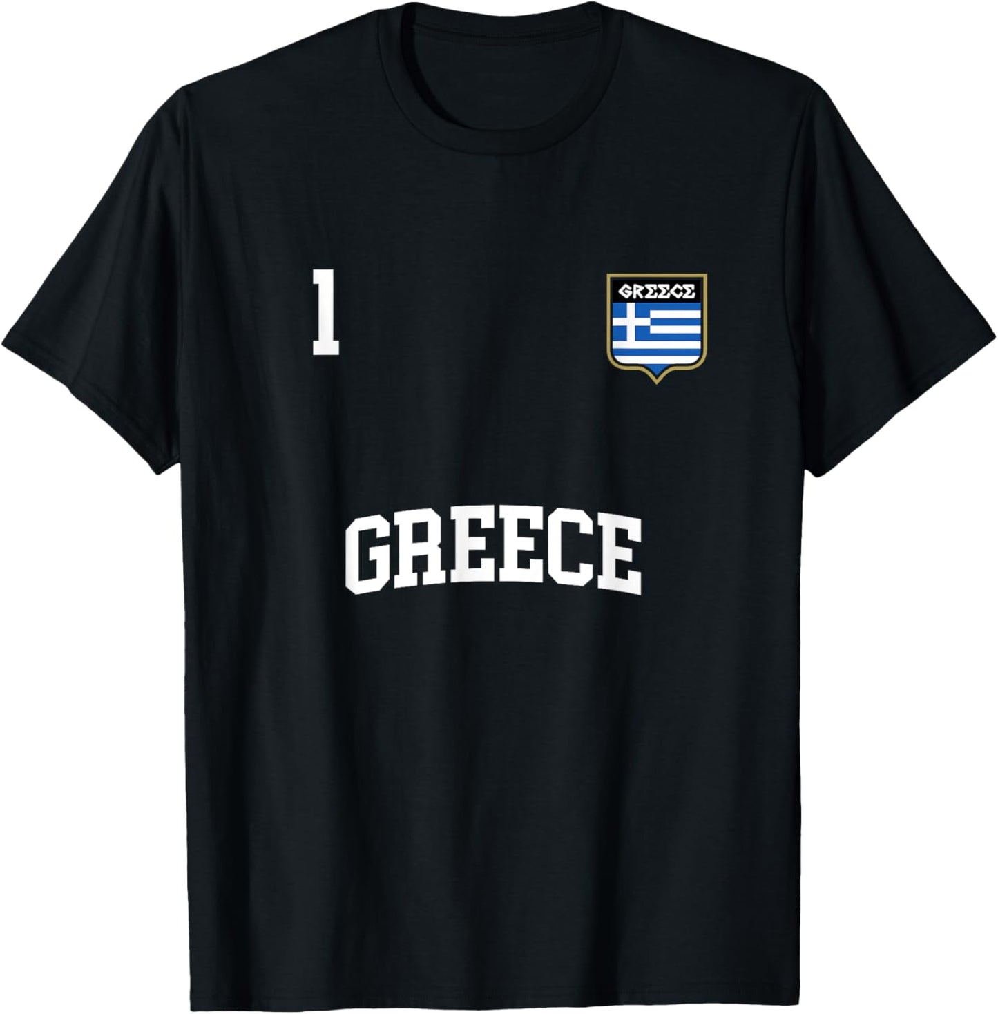 GREECE No. 1 Greek Flag Football Soccer Team Shirt T-Shirt - T-Shirt | Black
