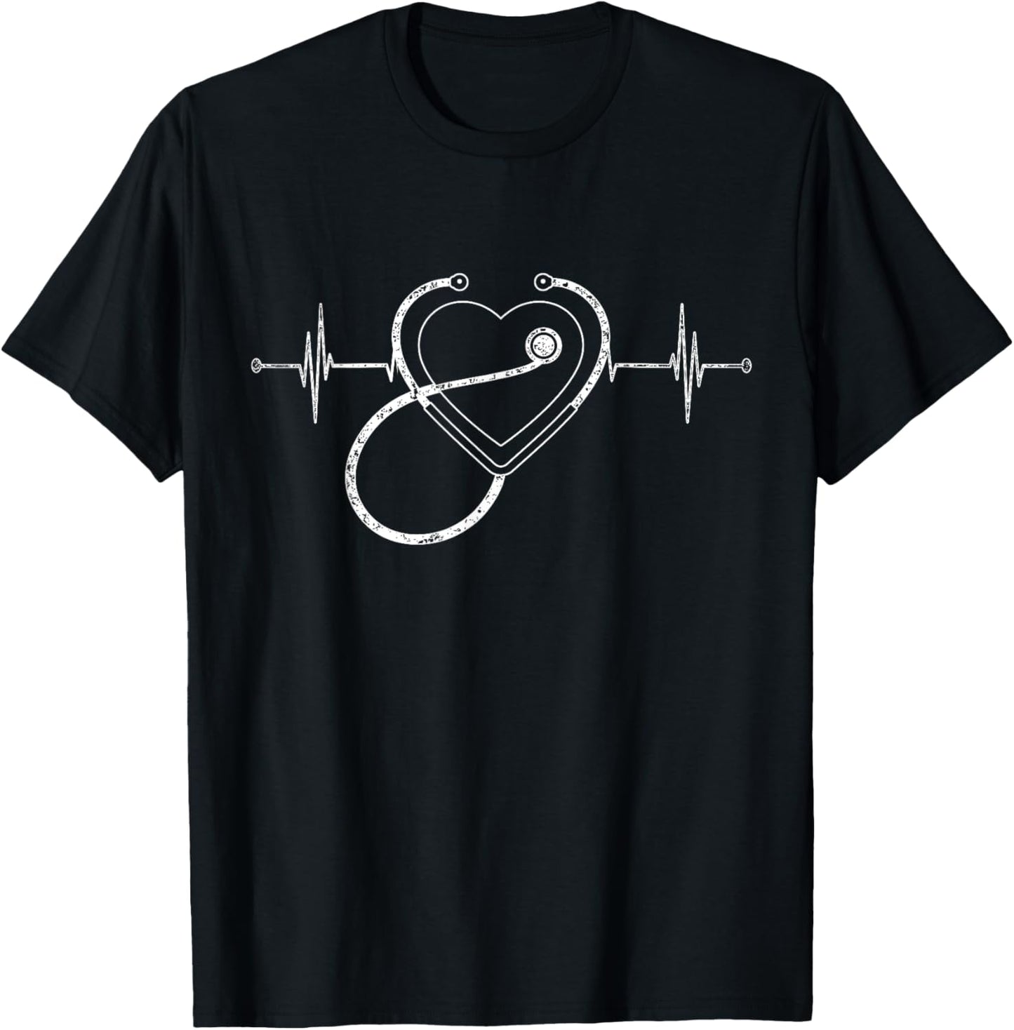Nursing Stethoscope Nurse Heartbeat Gift Medical Staff Nurse T-Shirt - T-Shirt | Black