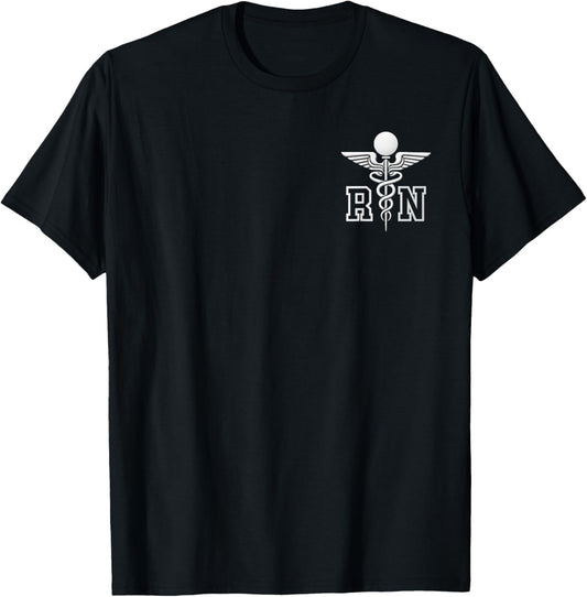 RN Registered Nurse - Caduceus medical symbol T-Shirt - T-Shirt | Black