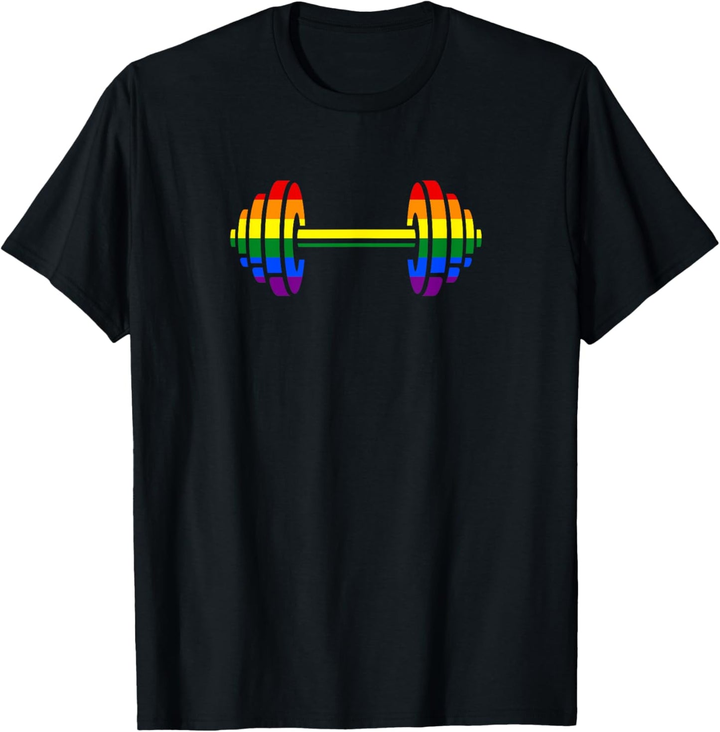 Gay Pride Rainbow Dumbbell Gym T-Shirt - T-Shirt | Black