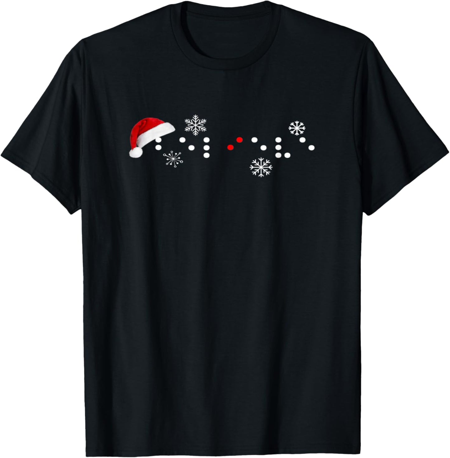Believe In Braille Christmas Santa Hat Visually Impaired T-Shirt - T-Shirt | Black