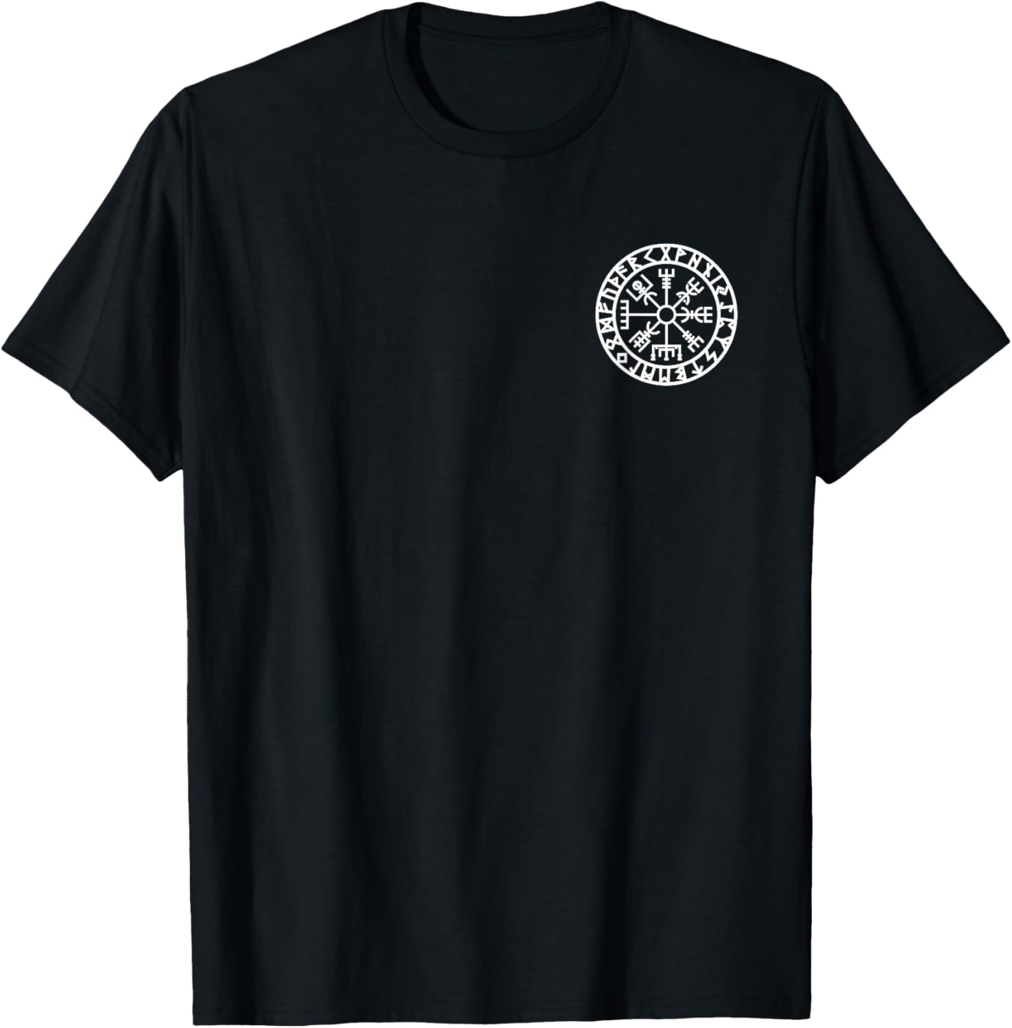 Vegvisir, Viking, Rune Circle, Nordic, Symbol, Odin, Thor T-Shirt - T-Shirt | Black