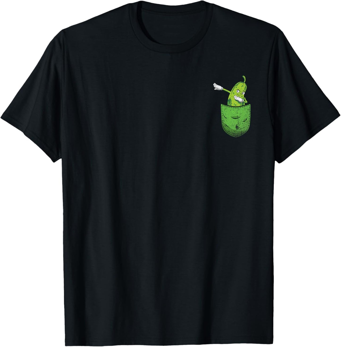 Cute Pocket Cucumber Vegetable Lover Funny Dabbing Pickle T-Shirt - T-Shirt | Black