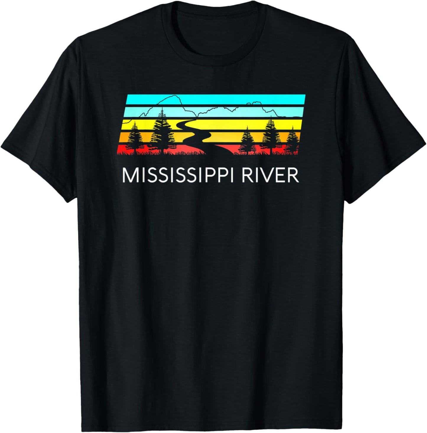 Mississippi River Retro Vintage Delta Louisiana Lake Itasca T-Shirt - T-Shirt | Black