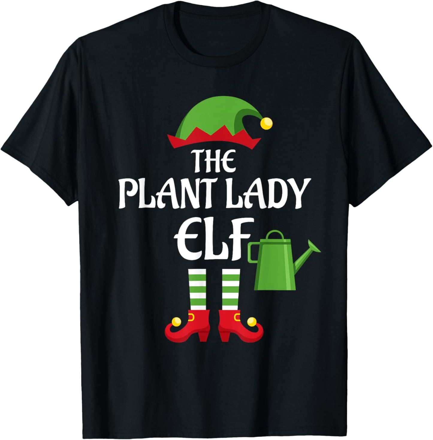 Plant Lady Elf Family Matching Group Christmas T-Shirt - T-Shirt | Black