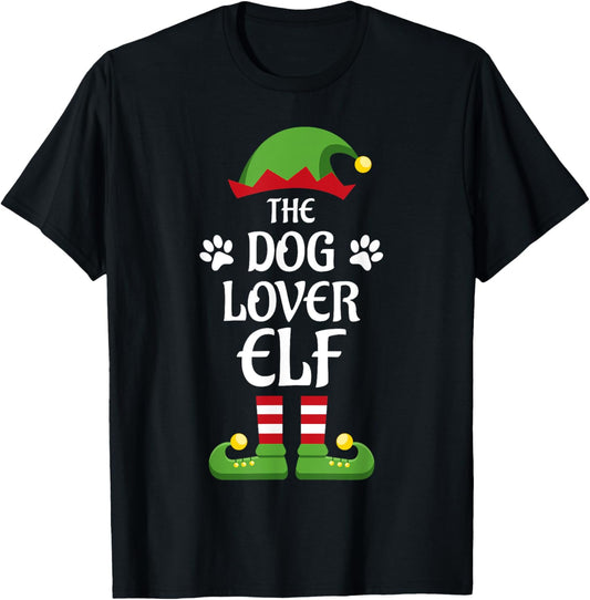 Dog Lover Elf Family Matching Group Christmas Women Kids T-Shirt - T-Shirt | Black