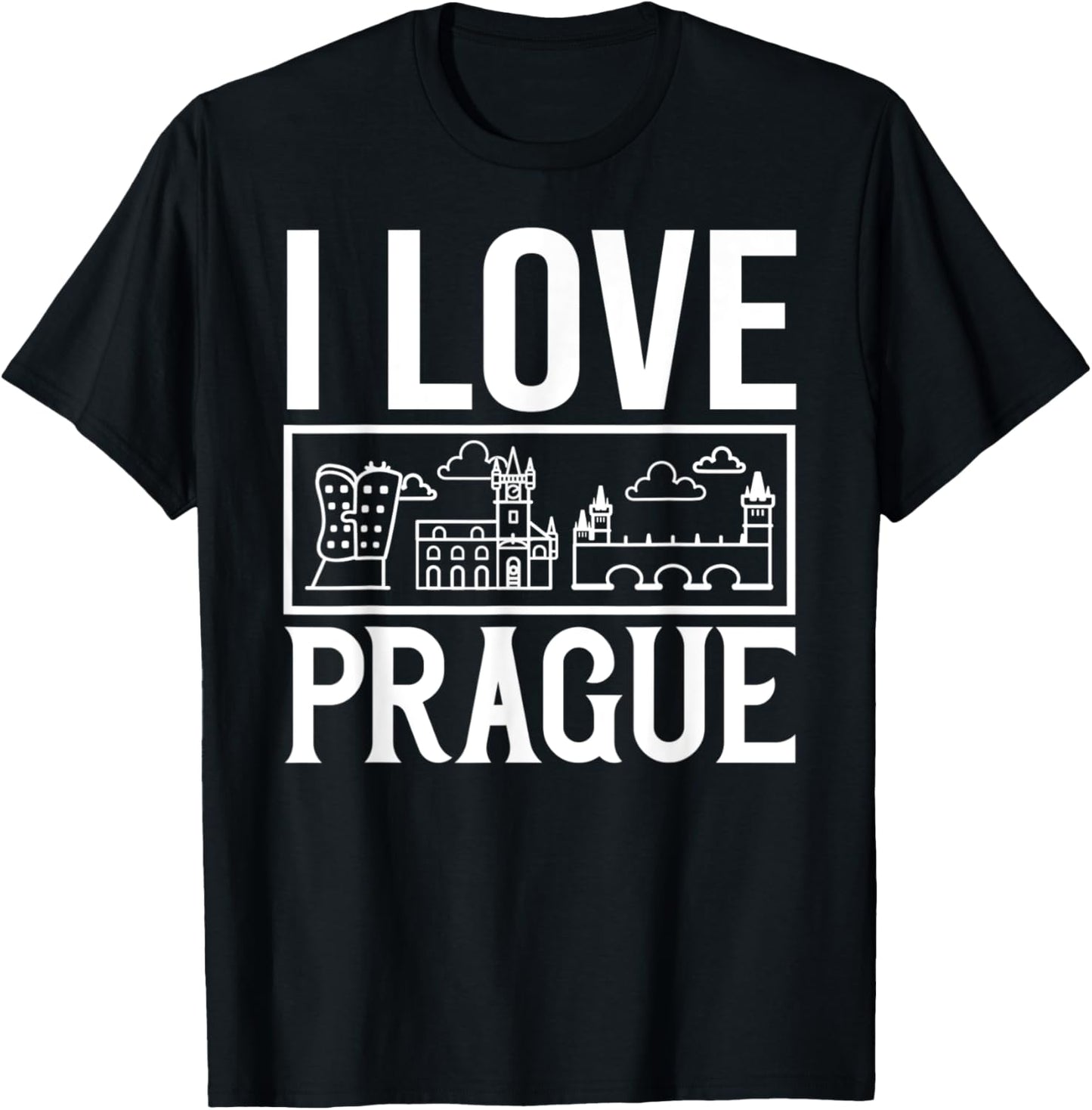 Prague Czech Republic City Skyline Map Travel T-Shirt - T-Shirt | Black