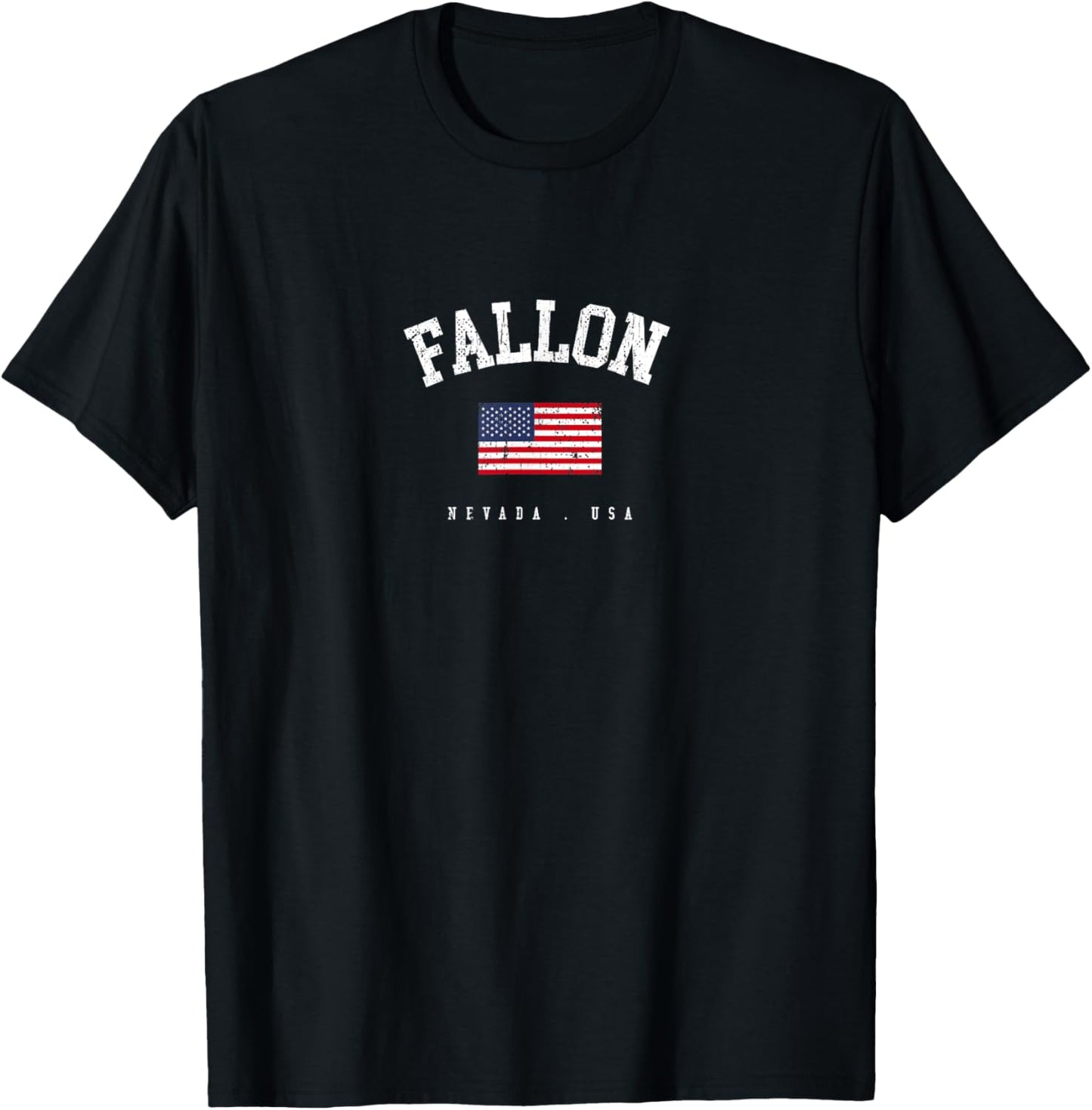 Fallon NV Retro American Flag USA City Name T-Shirt - T-Shirt | Black