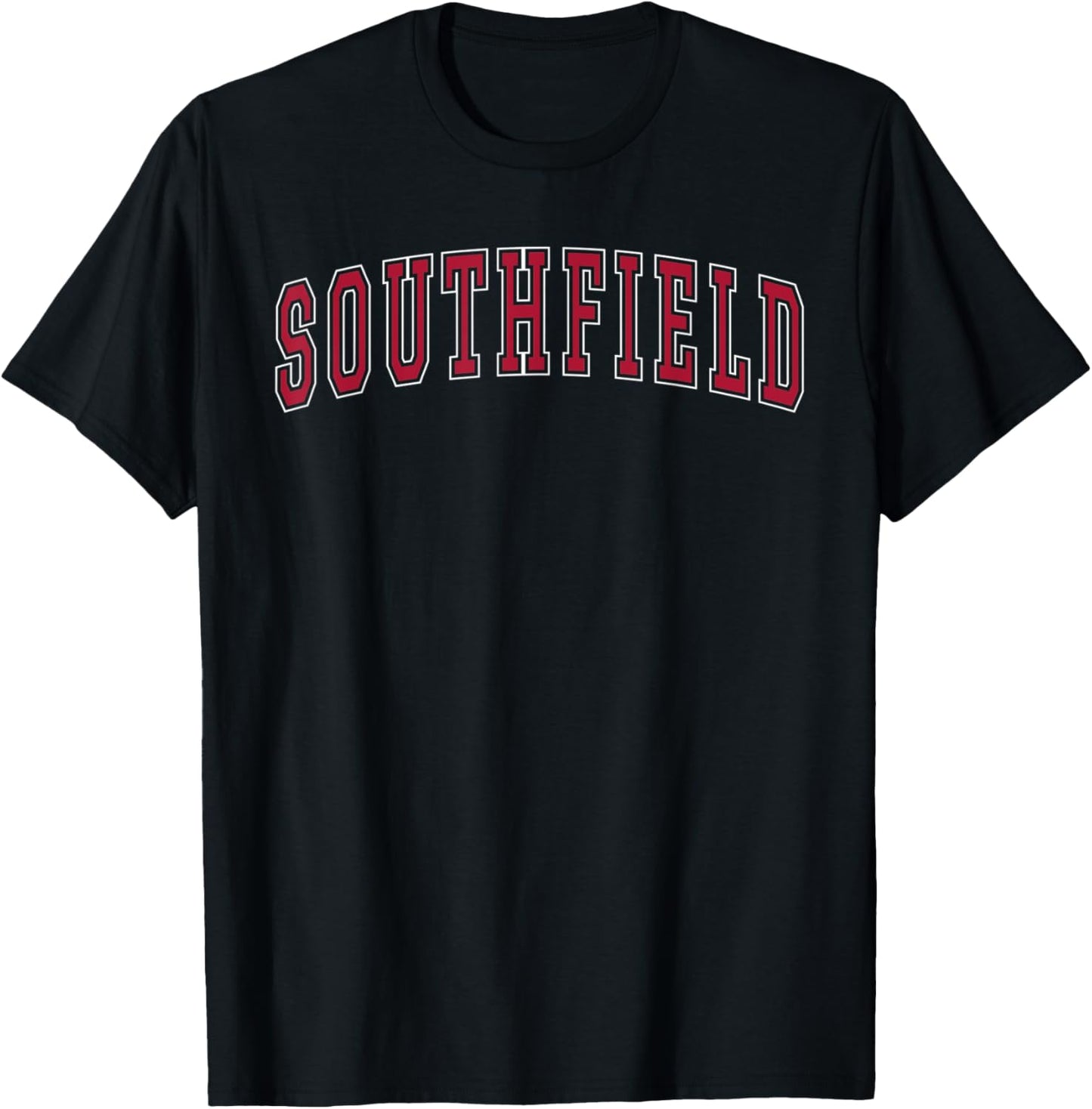 Southfield Michigan Souvenir Sport College Style Red Text T-Shirt - T-Shirt | Black