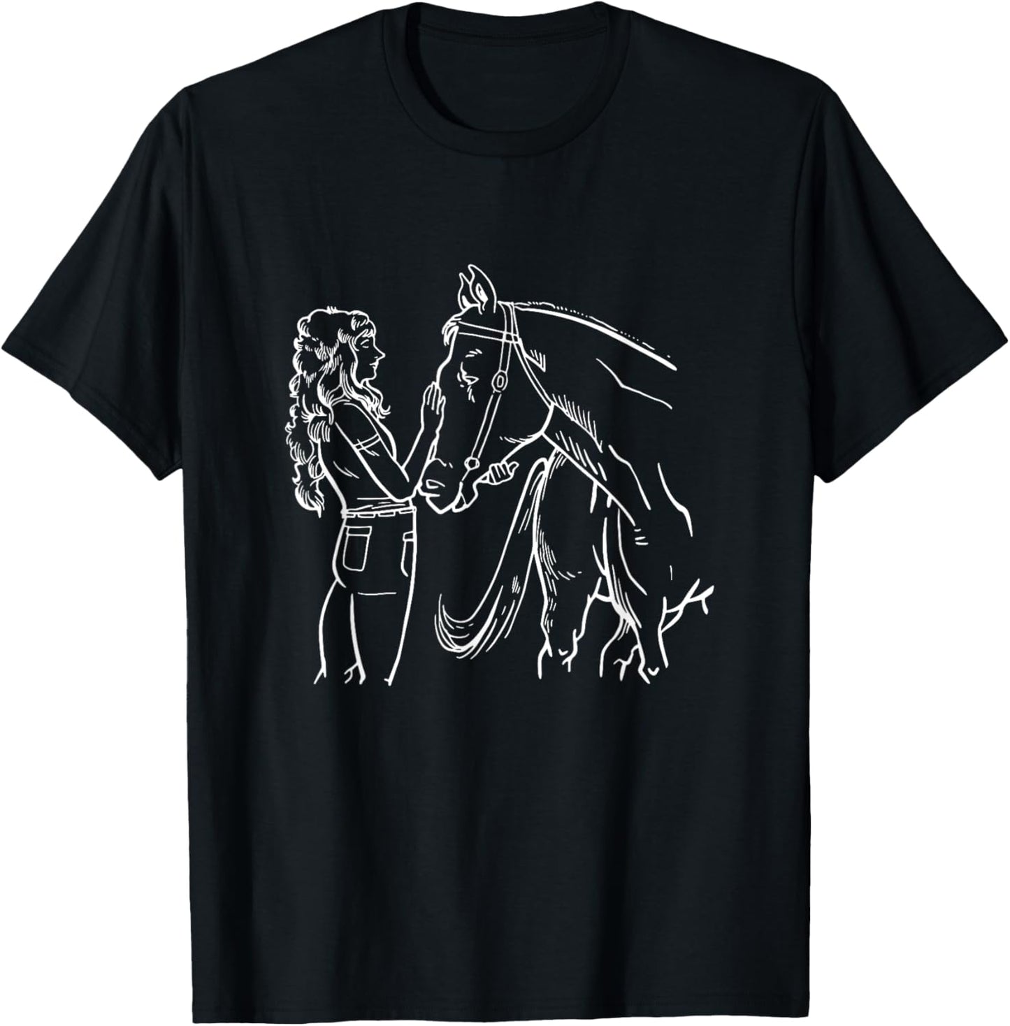 Girl With Horse Woman T-Shirt - T-Shirt | Black