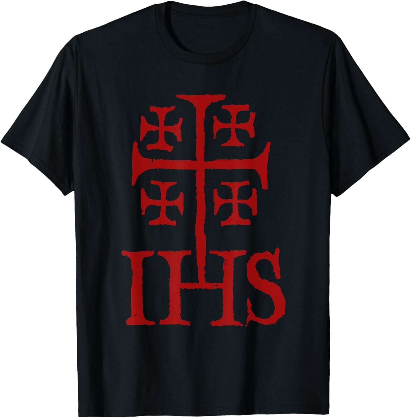 Medieval Crusaders Jerusalem Cross IHS Knights Templar T-Shirt - T-Shirt | Black