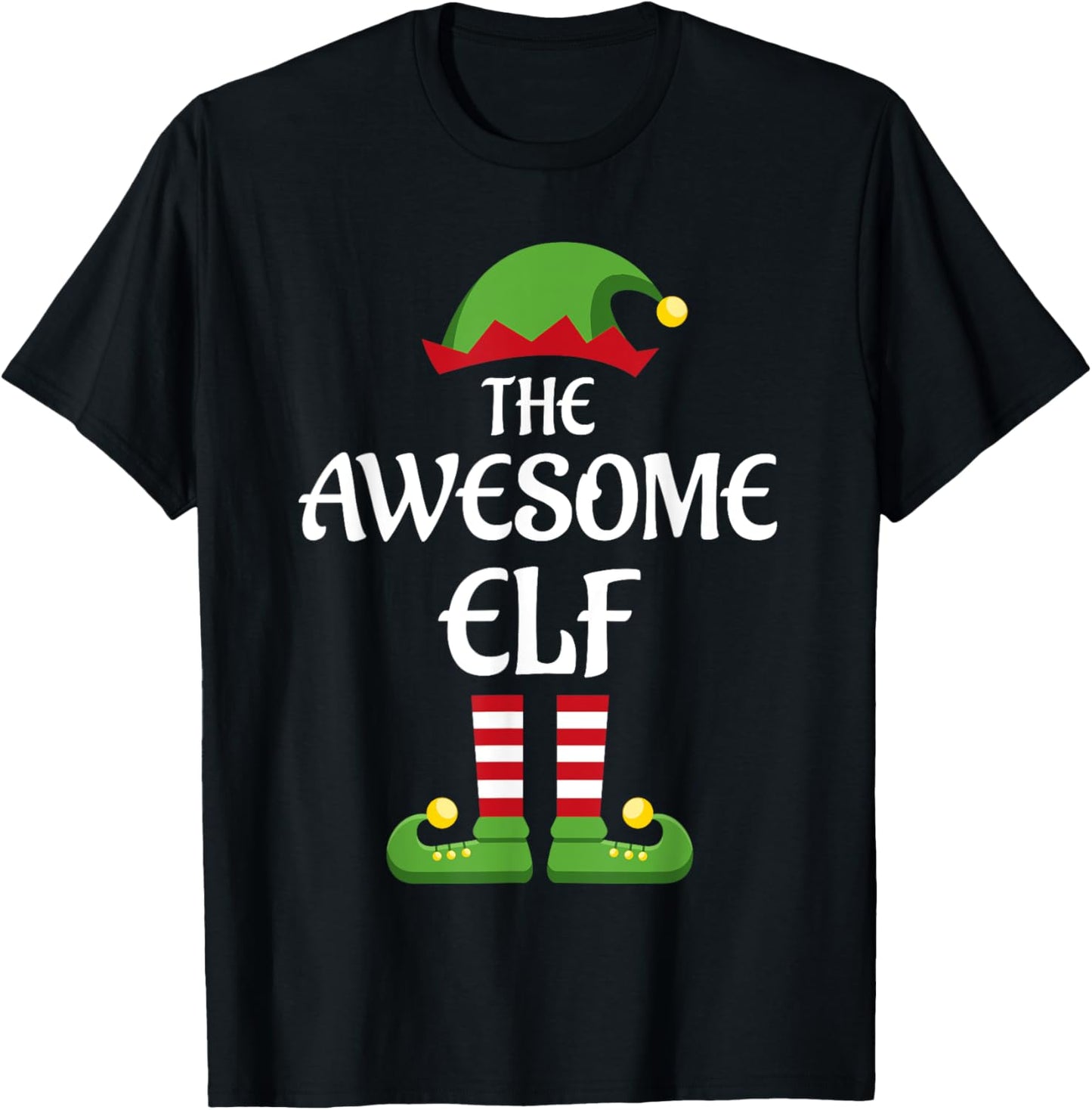 Awesome Elf Family Matching Group Christmas T-Shirt - T-Shirt | Black