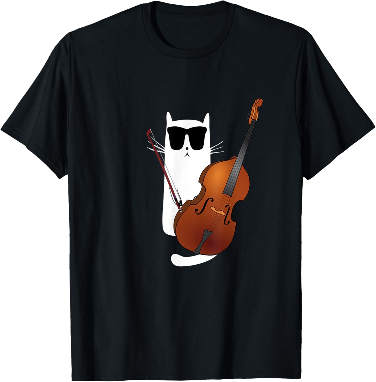 Funny Cat Wearing Sunglasses Playing Viola T-Shirt - T-Shirt | Black