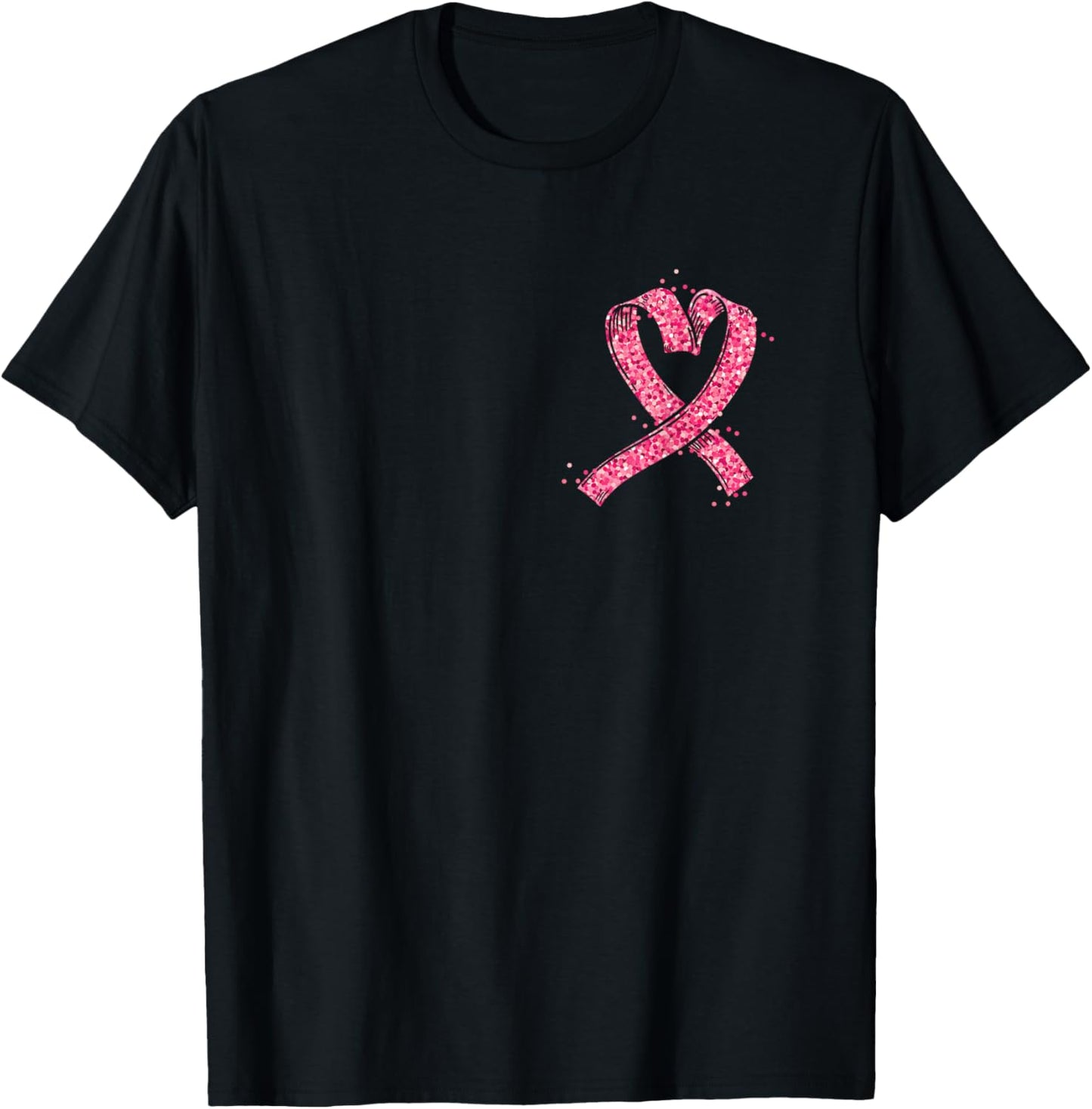 Heart Pink Ribbon Breast Cancer Awareness Fighter Survivor T-Shirt - T-Shirt | Black
