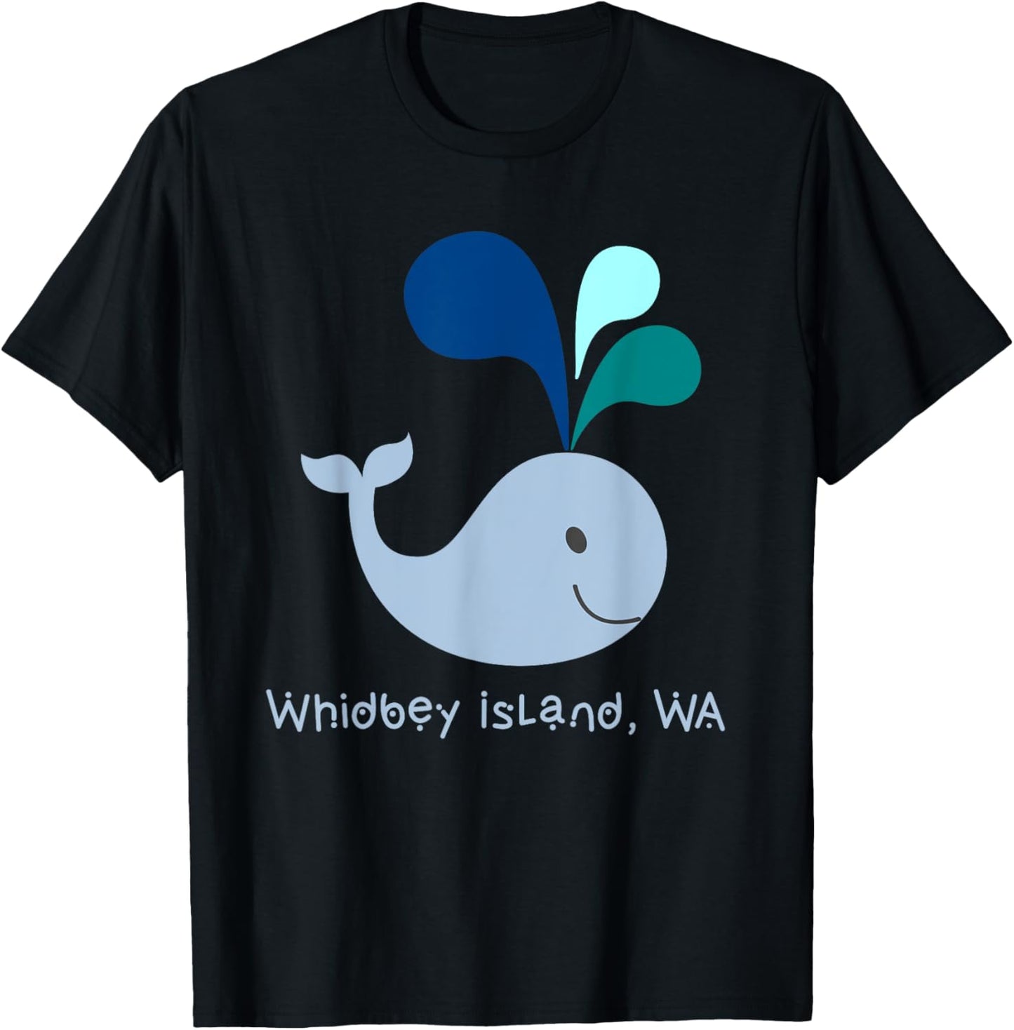 Whidbey Island Washington Cute Whale Lover Cartoon T-Shirt - T-Shirt | Black