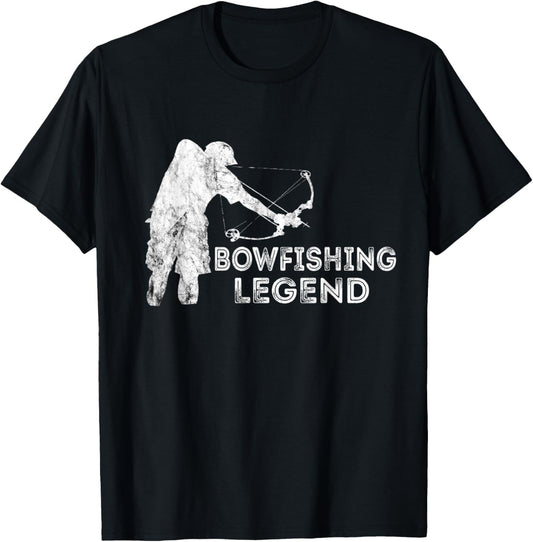 Bowfishing Legend Bowfisher Bowfish Fish Bow Hunting Fisher T-Shirt - T-Shirt | Black