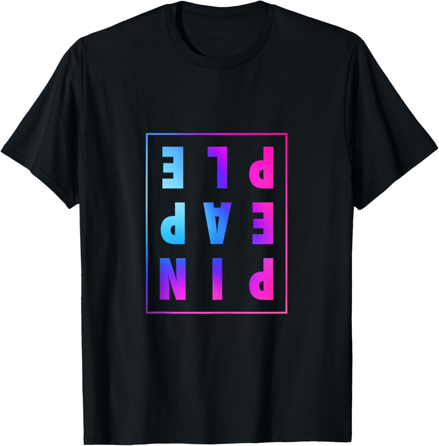 Retro Upside Down Pineapple Swinger Pastel Text Grid T-Shirt - T-Shirt | Black