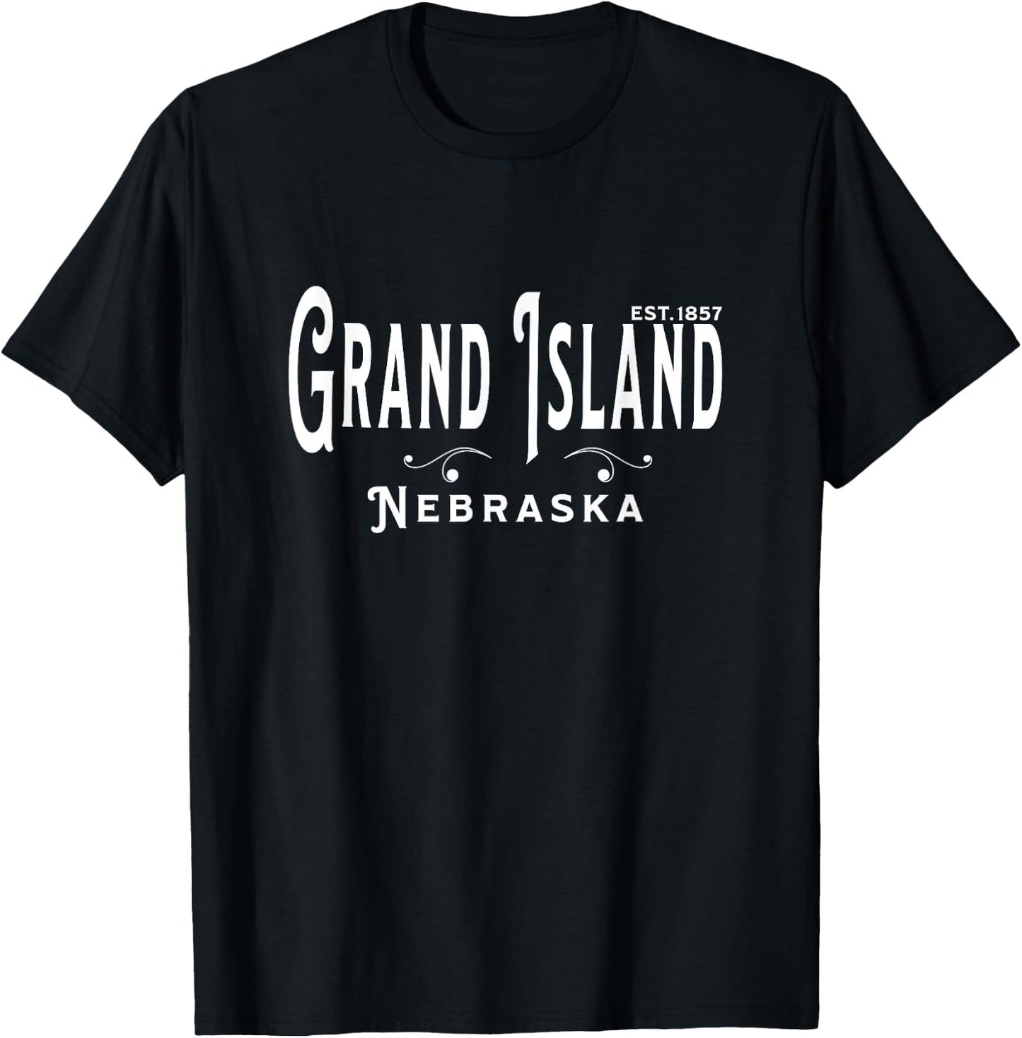 White Text Vintage Souvenir Visit Grand Island Nebraska T-Shirt - T-Shirt | Black