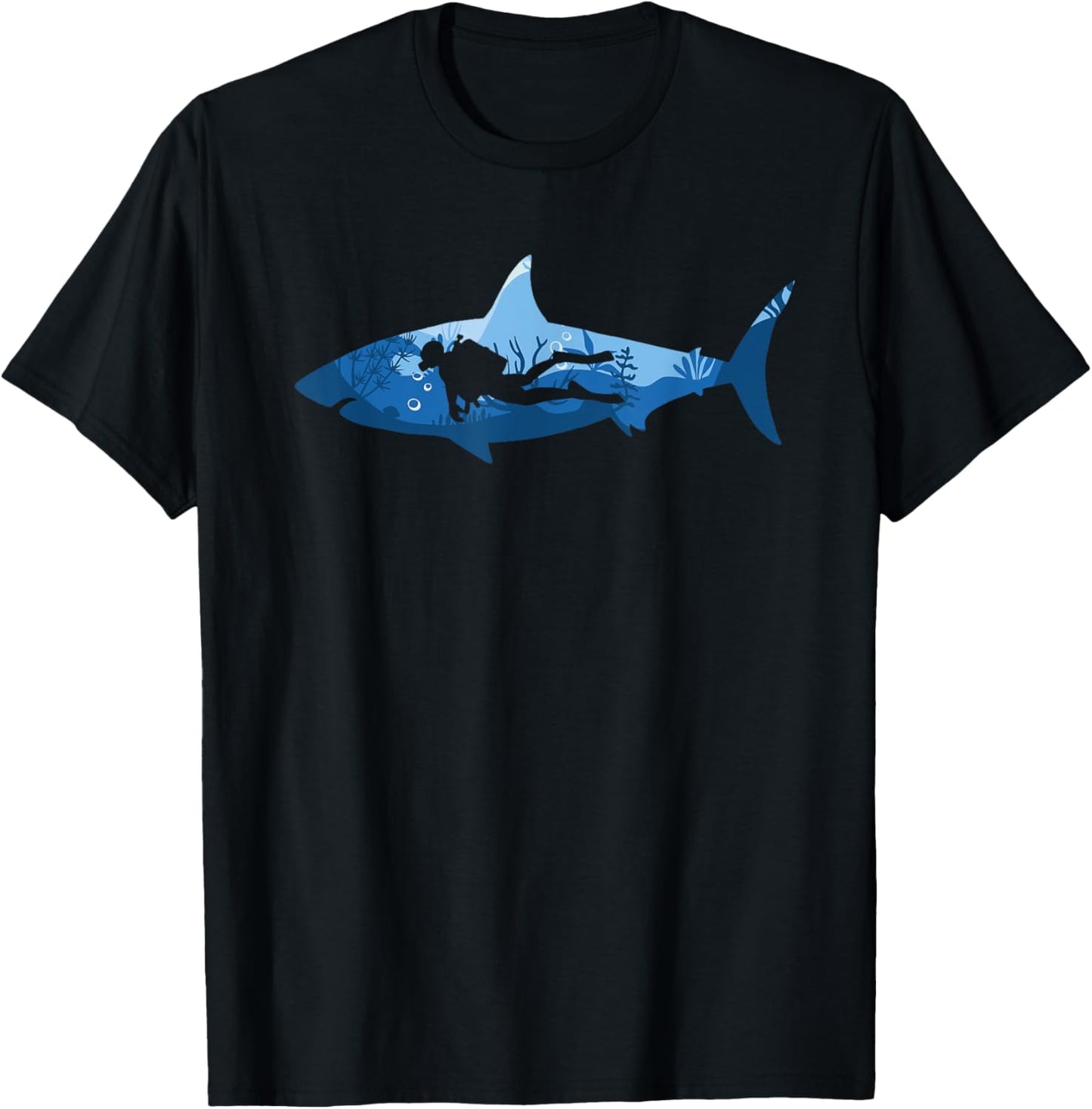Great Shark Diver Design Scuba Diving T-Shirt - T-Shirt | Black