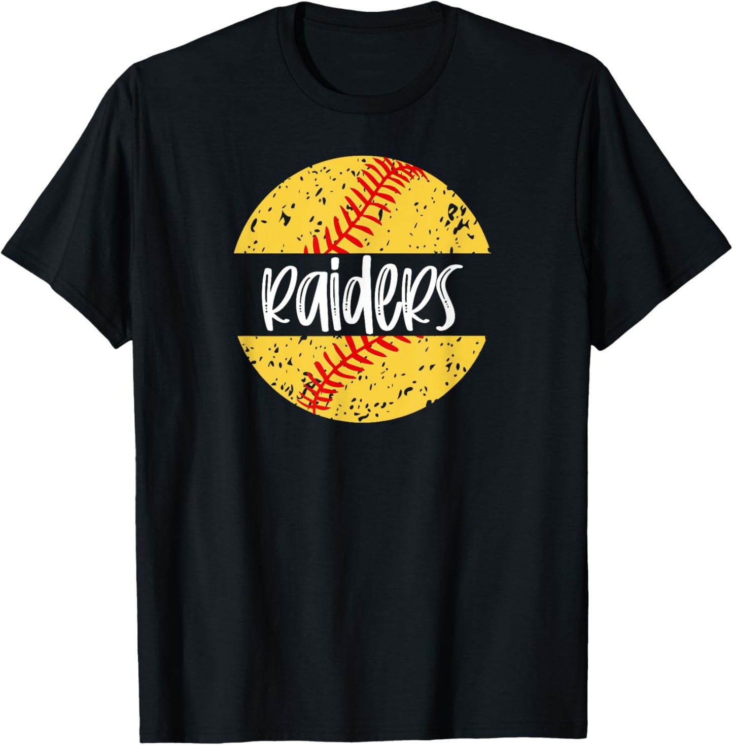 Raiders Softball Team Mascot School Spirit Game Day T-Shirt - T-Shirt | Black