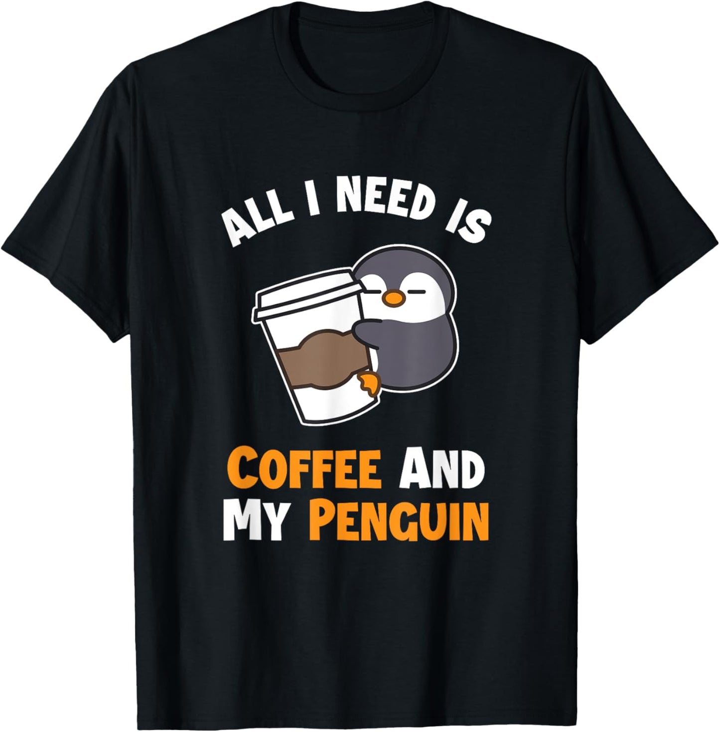 Coffee and my Penguin Sea Bird King Emperor Penguin T-Shirt - T-Shirt | Black