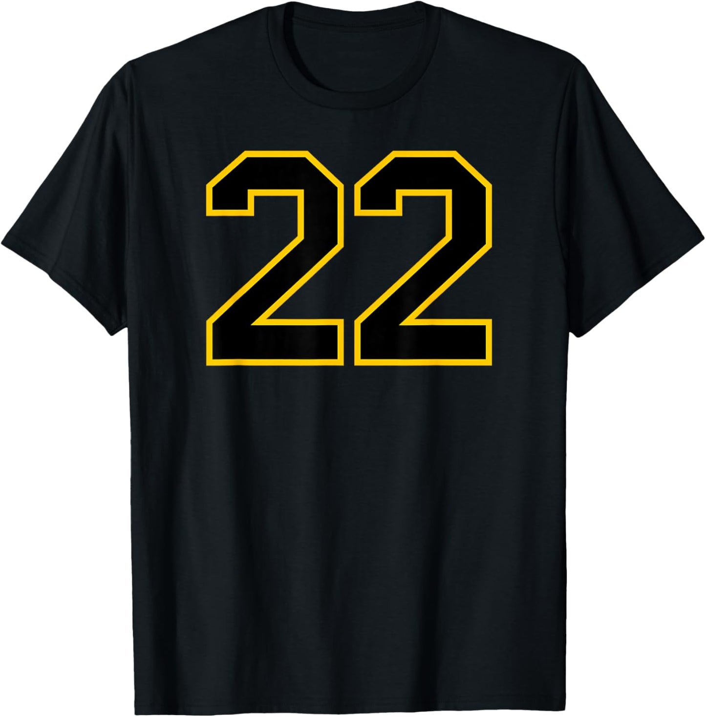 Number #22 Sports Team Yellow Black Varsity Number T-Shirt - T-Shirt | Black
