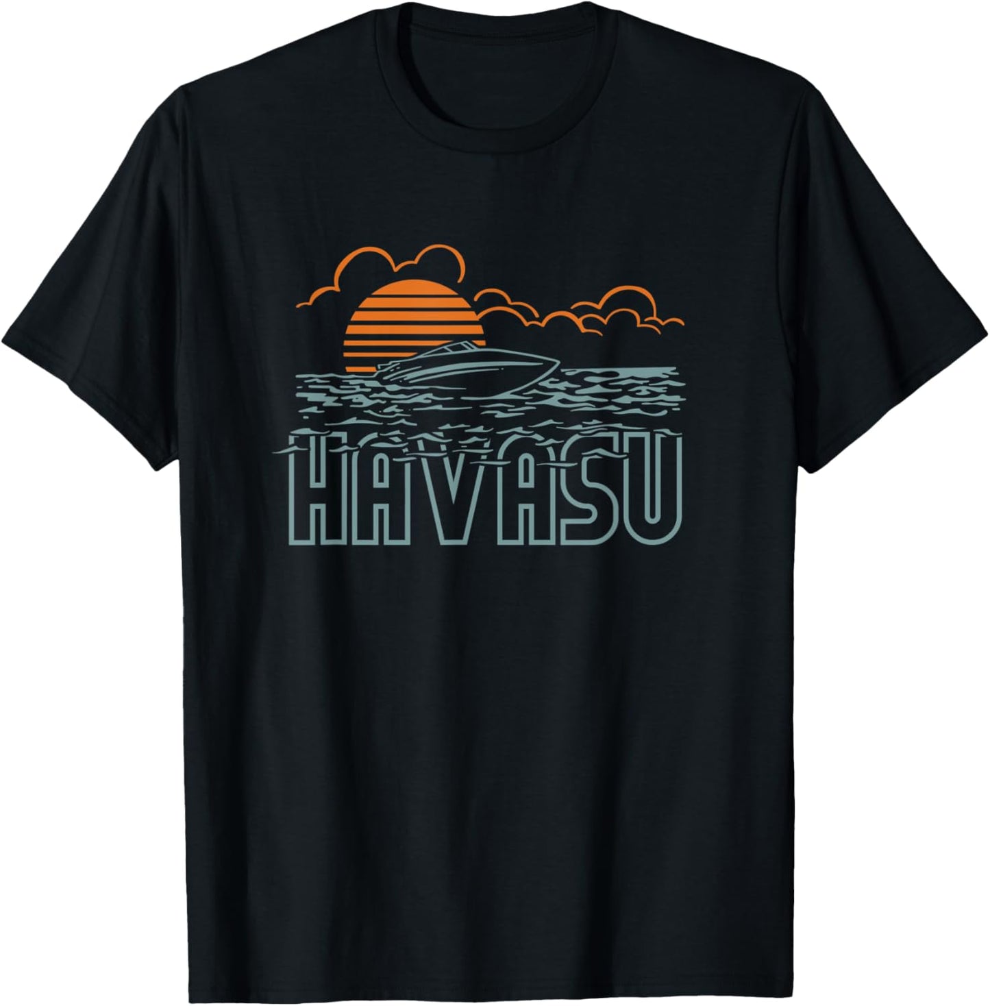 Lake Havasu Arizona boating retro vintage sunset T-Shirt - T-Shirt | Black